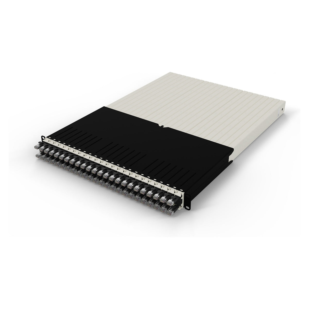 Patchbox patchbox.one Kabeleinzugssystem 30RU/STP (1,8 m) mit 24 Kassetten, Patchkabel Cat. 6a, U/FTP, PoE, Kabel schwarz