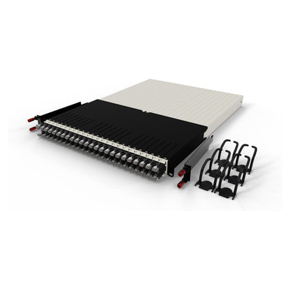 Patchbox patchbox.one Kabeleinzugssystem 30RU/STP (1,8 m) mit 24 Kassetten, Patchkabel Cat. 6a, U/FTP, PoE, Kabel schwarz