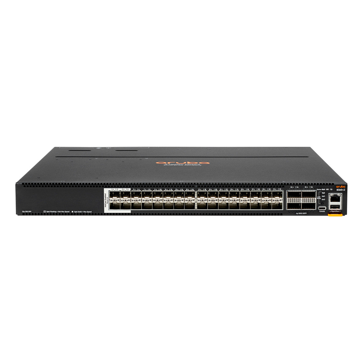HPE Aruba 8360-32Y4C v2 32p 25G SFP/+/28 4 Sec 4p 100G QSFP+/28 Front-to-Back 3 Fans 2 AC Bdl (EN)