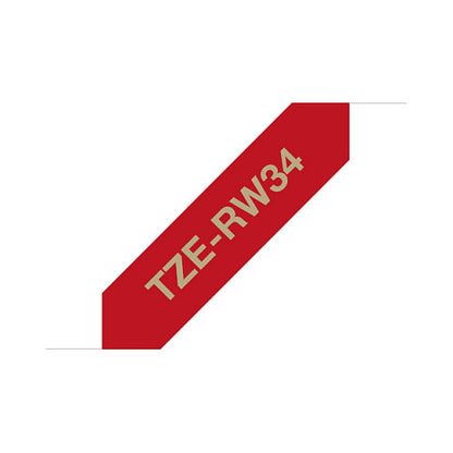 Brother TZe-RW34 P-touch textiles Schriftband gold auf weinrot 12mm x 4m