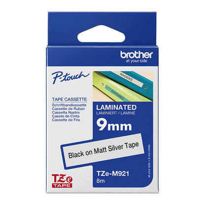 Brother P-Touch TZE-M921 schwarz auf silber-metallic matt Rolle (0,9 cm x 8 m)