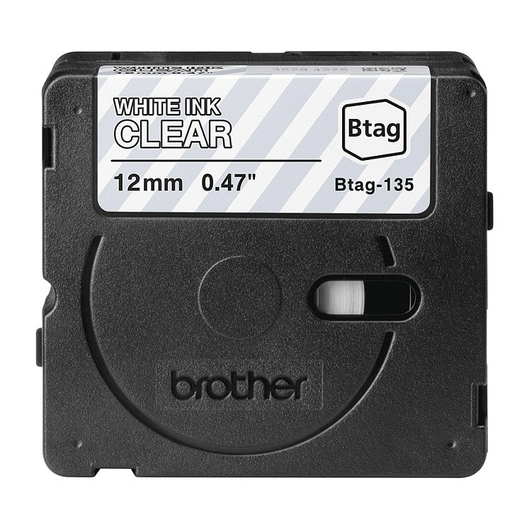 Schriftband Brother 12mmx4m weiß/transparent BTAG-135