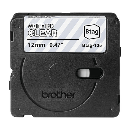 Schriftband Brother 12mmx4m weiß/transparent BTAG-135