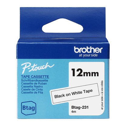 Schriftband Brother 12mmx4m schwarz/weiß BTAG-231