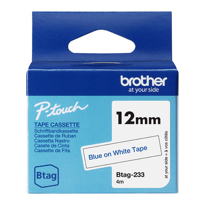 Schriftband Brother 12mmx4m blau/weiß BTAG-233