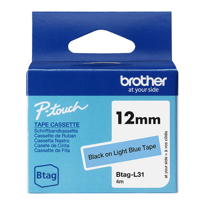 Schriftband Brother 12mmx4m schwarz/hellblau BTAG-L31