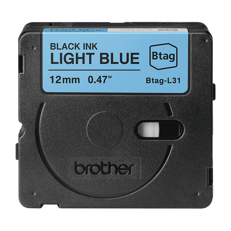 Schriftband Brother 12mmx4m schwarz/hellblau BTAG-L31