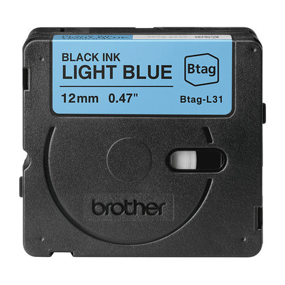 Schriftband Brother 12mmx4m schwarz/hellblau BTAG-L31