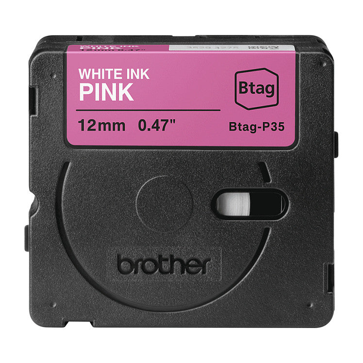 Schriftband Brother 12mmx4m weiß/pink BTAG-P35