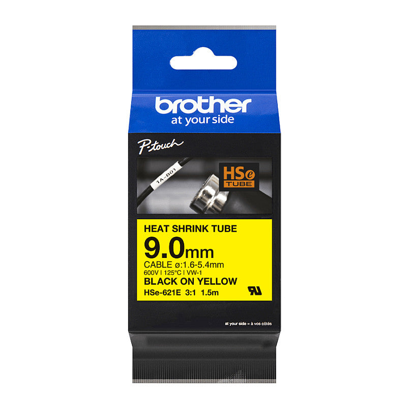 Schrumpfschlauchkassette Brother 9,0mm gelb/schwarz HSE621E