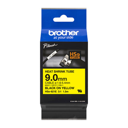 Schrumpfschlauchkassette Brother 9,0mm gelb/schwarz HSE621E