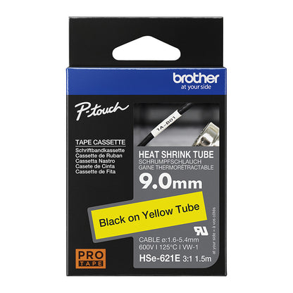 Schrumpfschlauchkassette Brother 9,0mm gelb/schwarz HSE621E