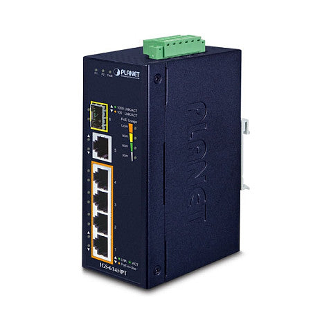 PLANET Industrial 4-Port PoE Switch +1xGE + 1xSFP IGS-614HPT
