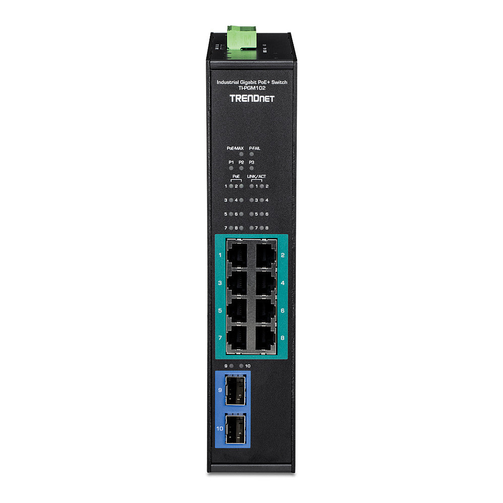 TRENDnet TI-PGM102 10 Port Rail Switch Industrial Gigabit PoE+
