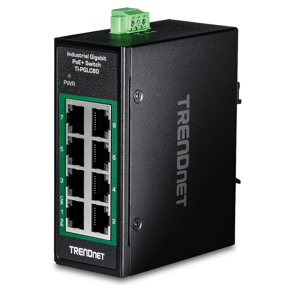 TRENDnet TI-PGLC80 8-Port Gigabit PoE+ Industrial DIN-Rail Mini Switch