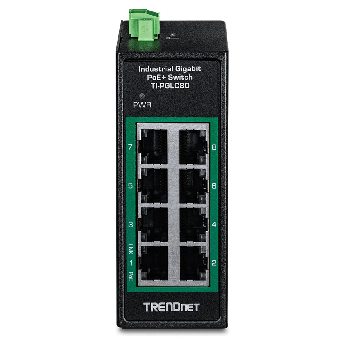 TRENDnet TI-PGLC80 8-Port Gigabit PoE+ Industrial DIN-Rail Mini Switch