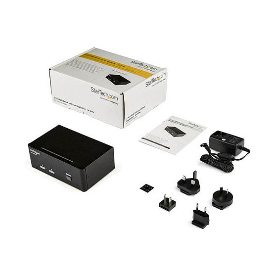STARTECH.COM DisplayPort KVM Switch - 2 Port - Dual-Display - 4k 60hz - USB Hub - Audio and Microphone