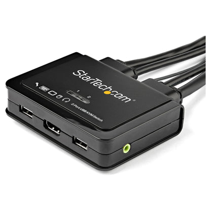 STARTECH.COM 2 Port HDMI KVM Switch with 4 Foot Built-In Cables - OS Independent - Support for 3.5mm Audio - USB 4K 60Hz