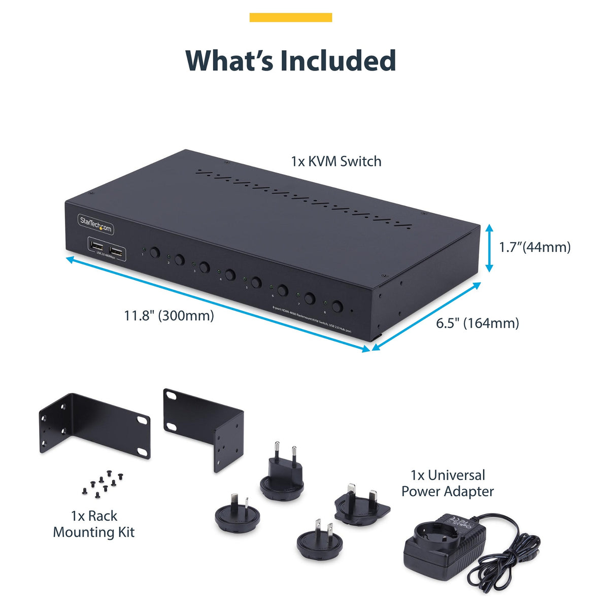 StarTech.com 8-Port HDMI KVM Switch w/1U Rack Mount Kit, 4K 60Hz