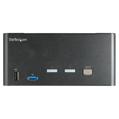 StarTech.com 2 Port DisplayPort KVM Switch - 4K 60 Hz UHD HDR - DP 1.2 KVM Umschalter mit USB 3.0 Hub mit 2 Anschlüssen (5 Gbit/s)