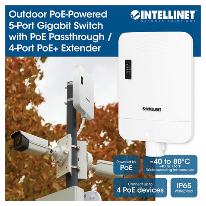 INTELLINET Outdoor 5-Port Gig PoE Switch Passthrough