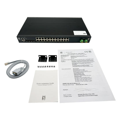 LevelOne Industr.PoE Switch 24xGE PoE/+ 370W Managed L2