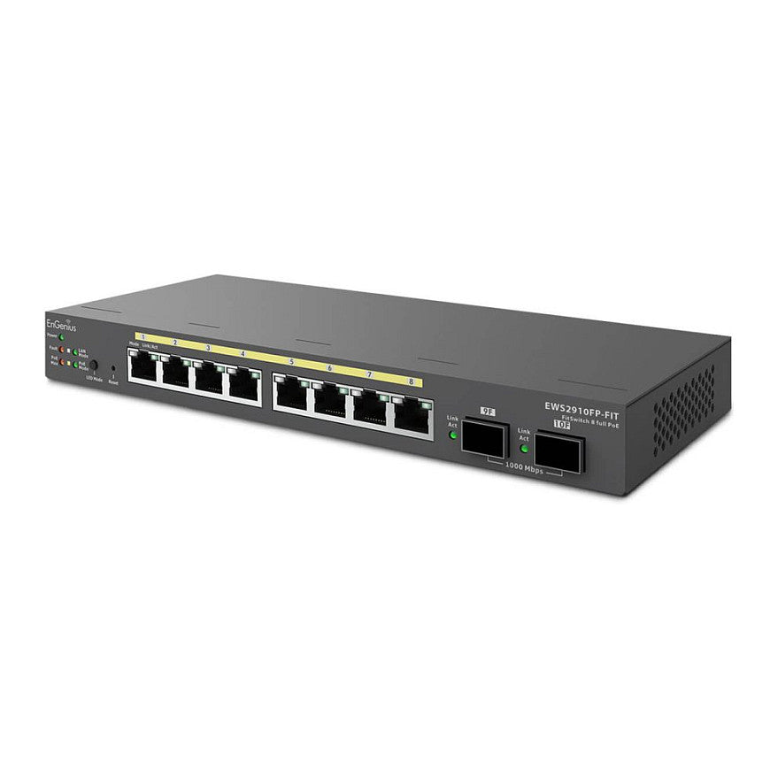 Engenius Switch 8-port GbE PoE.af/at(+) 130W, 2xSFP