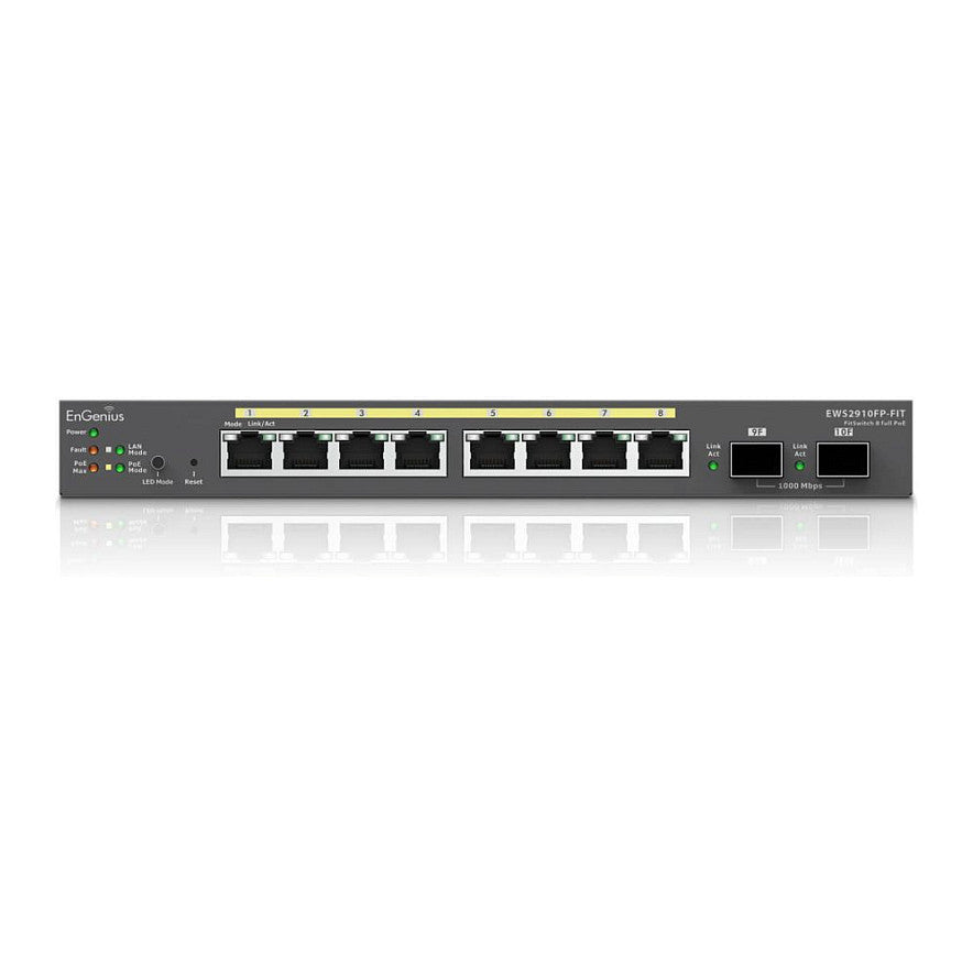 Engenius Switch 8-port GbE PoE.af/at(+) 130W, 2xSFP
