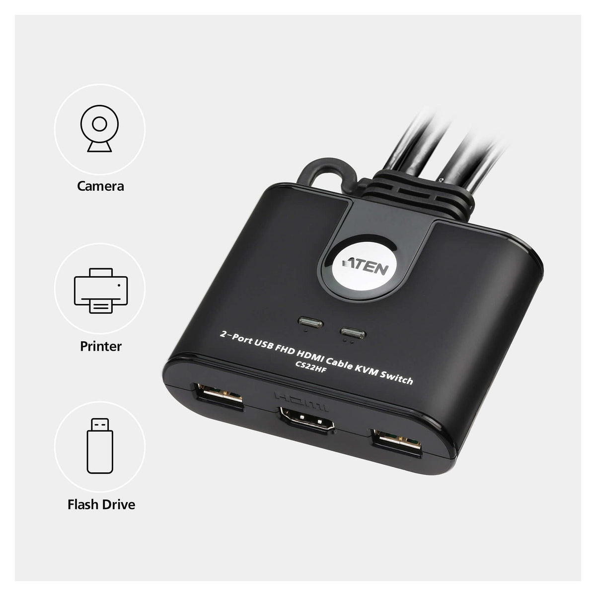 ATEN KVM Switch CS22U-HF 2 Port USB/HDMI Kabel