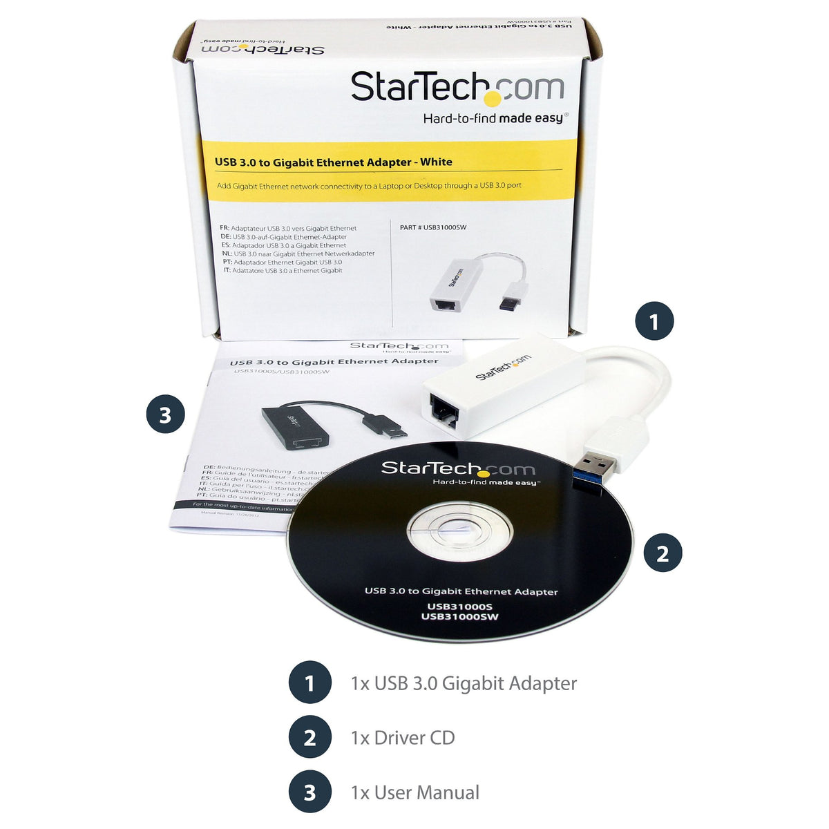 StarTech USB 3.0 auf Gigabit Ethernet Lan Adapter - 10/100/1000 NIC Netzwerkadapter - USB SuperSpeed auf RJ45 Stecker/Buchse