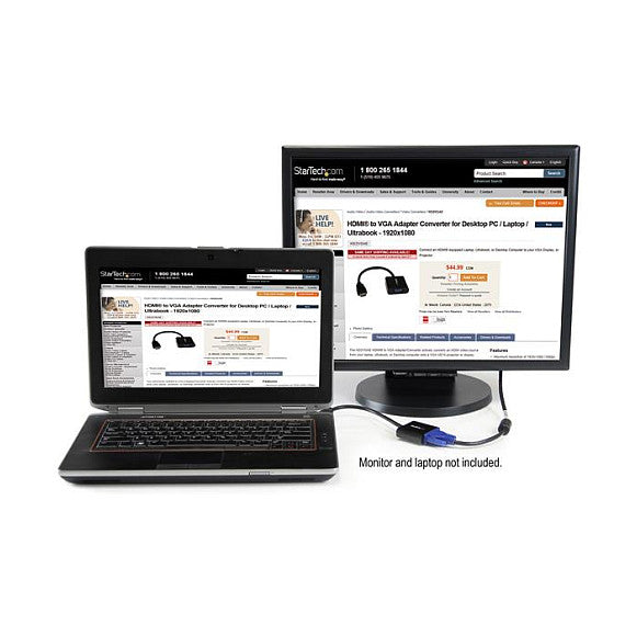 StarTech HDMI to VGA Adapter - 1080p - 1920 x 1080 - Black - HDMI Converter - VGA to HDMI Monitor Adapter
