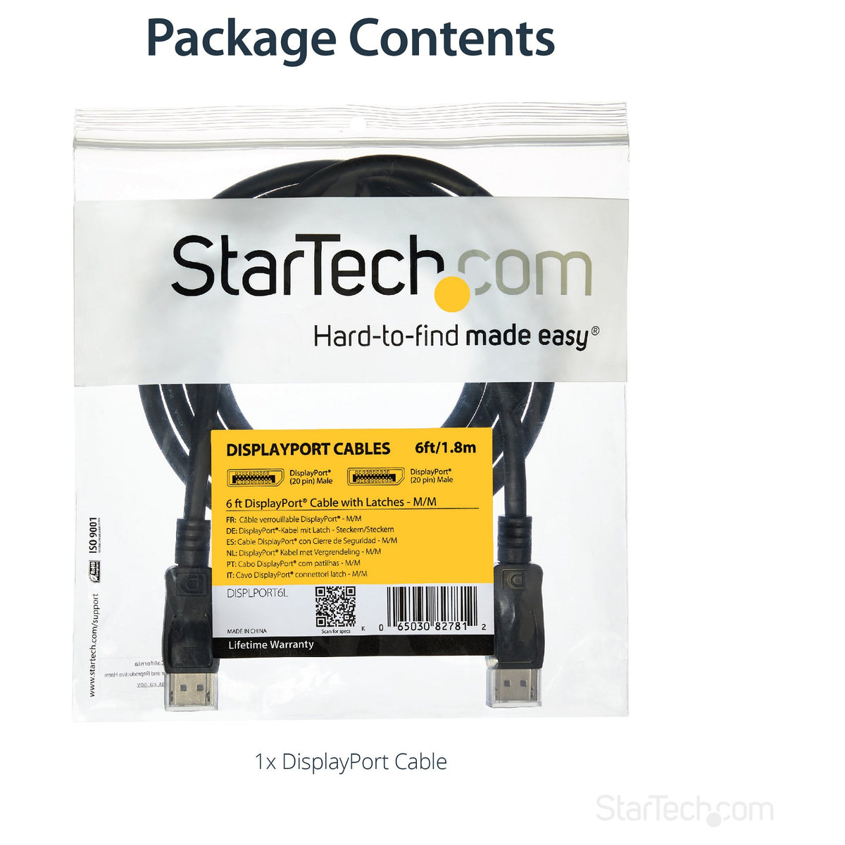 StarTech DisplayPort 1.2 Cable with Latches - Certified 6 ft