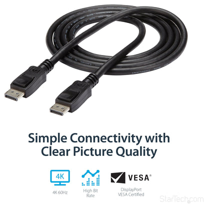 StarTech DisplayPort 1.2 Cable with Latches - Certified 6 ft