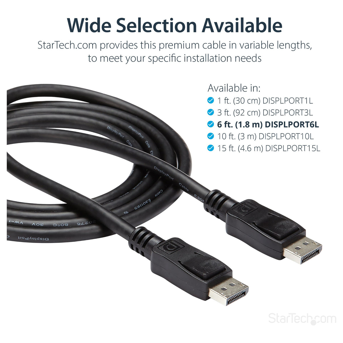 StarTech DisplayPort 1.2 Cable with Latches - Certified 6 ft