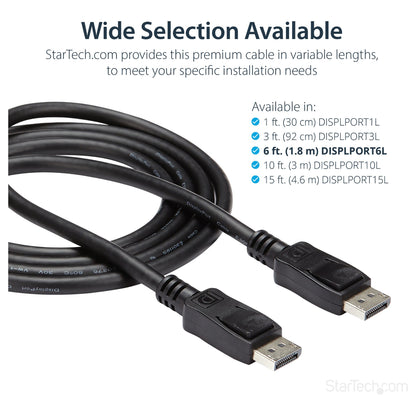 StarTech DisplayPort 1.2 Cable with Latches - Certified 6 ft