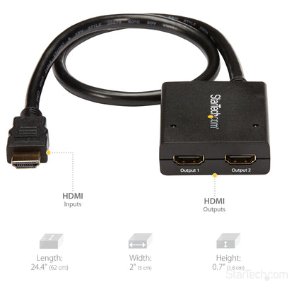 StarTech ST122HD4KU 2 port HDMI 1.4 splitter cable - USB powered - 4K30