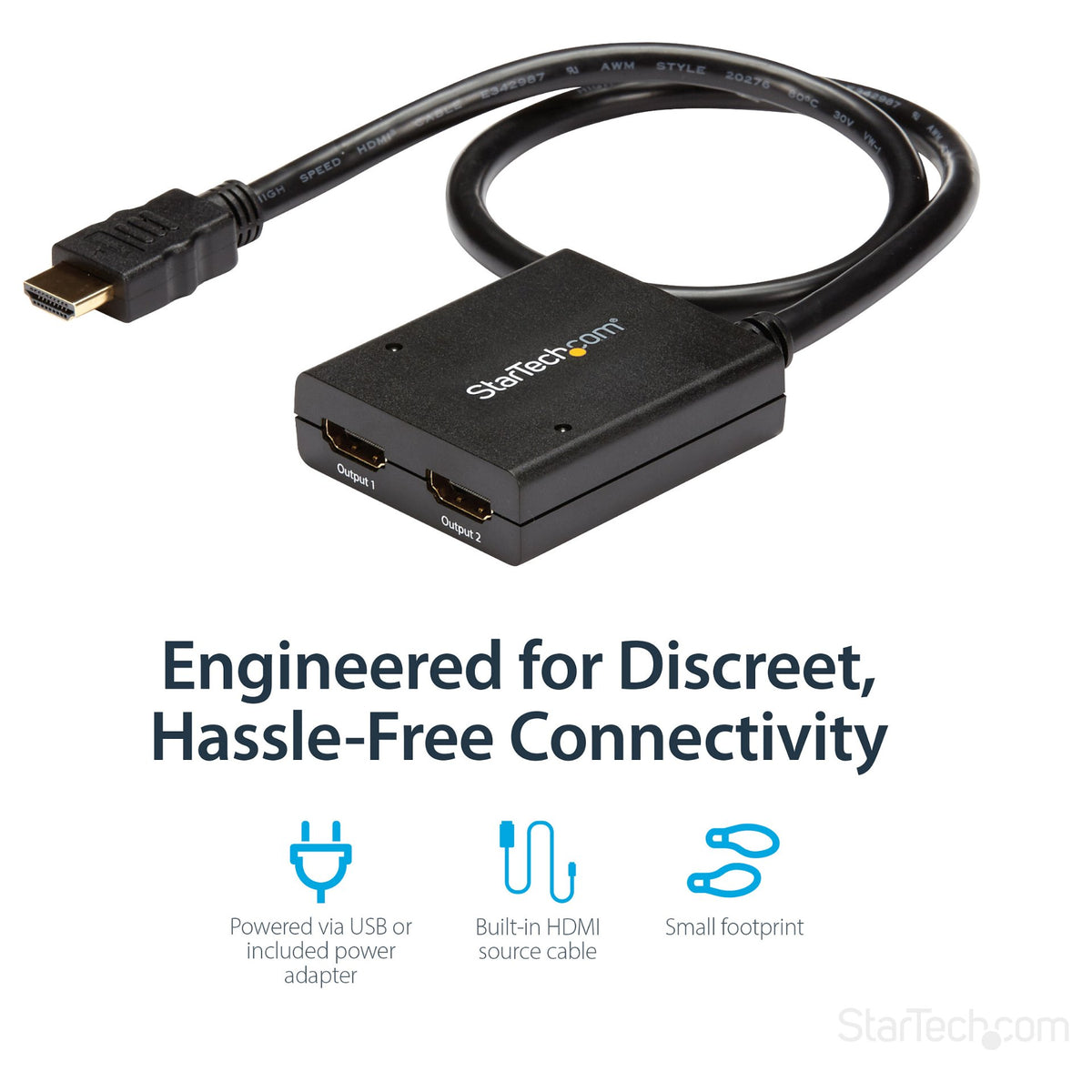StarTech ST122HD4KU 2 port HDMI 1.4 splitter cable - USB powered - 4K30