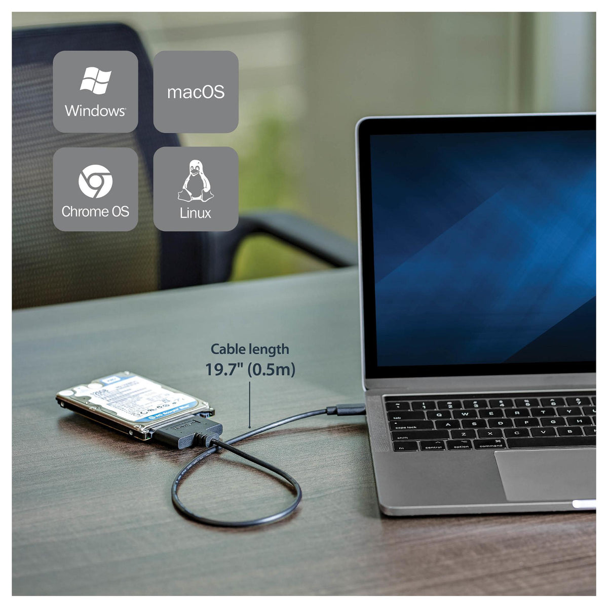 StarTech USB 3.1 Gen 2 to 2.5in SATA Adapter with Integrated Cable Typ
