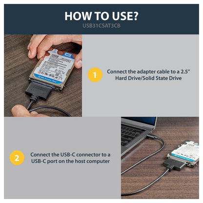 StarTech USB 3.1 Gen 2 to 2.5in SATA Adapter with Integrated Cable Typ