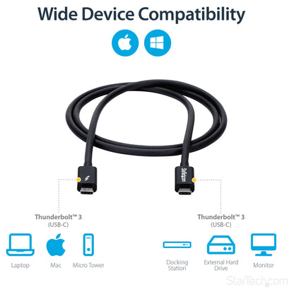 StarTech 1m Thunderbolt 3 20Gbps USB-C Cable - Thunderbolt USB and DisplayPort Compatible