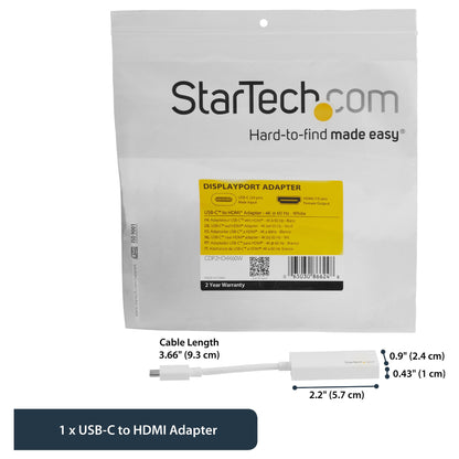 StarTech USB-C zu HDMI Adapter - USB Typ C zu HDMI Konverter fr Computer mit USB - 4K 60Hz - Weiss