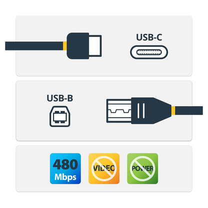 StarTech USB-C to USB-B Printer Cable - M/M - 3 m 10 ft. - USB 2.0