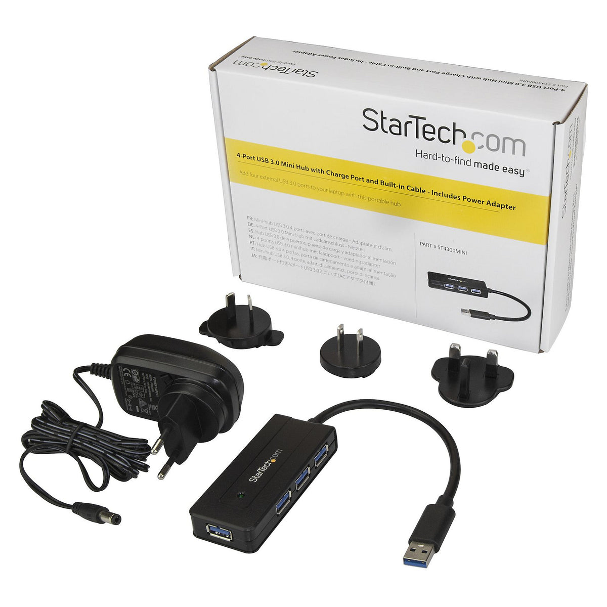 StarTech USB 3.0 Hub 4 Port - mit Ladeanschluss - inkl. Netzteil - USB Port Erweiterung - USB Splitter