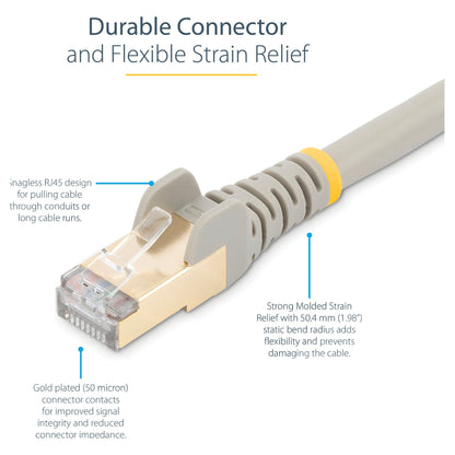 StarTech 1,5m CAT6a Kabel - Grau - Patchkabel - STP- Snagless-RJ45 - Patch-Kabel - RJ-45 (M)
