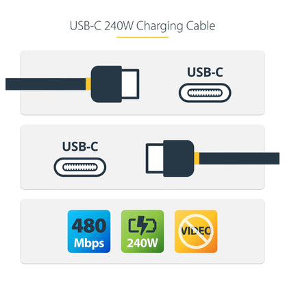 StarTech 2m USB-C Ladekabel, USB-IF zertifiziert, 240W PD EPR, M/M - USB-Kabel - 24 pin USB-C (M)