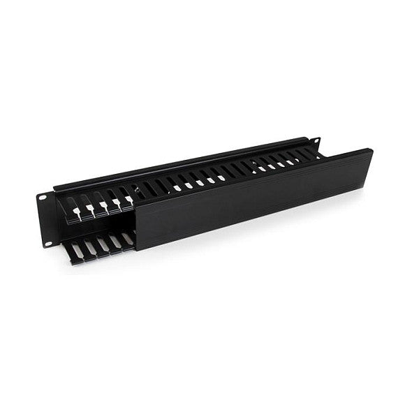 StarTech 2U Horizontal Finger Duct Rack Cable Management Panel with Cover