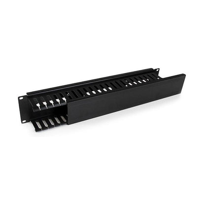 StarTech 2U Horizontal Finger Duct Rack Cable Management Panel with Cover