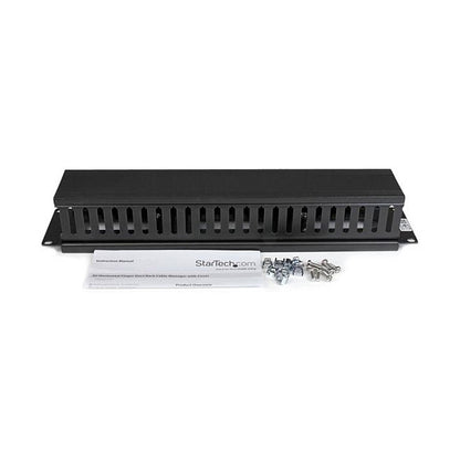 StarTech 2U Horizontal Finger Duct Rack Cable Management Panel with Cover