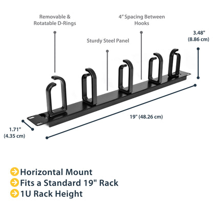StarTech 1U Metal Rack Patch Cable Manager