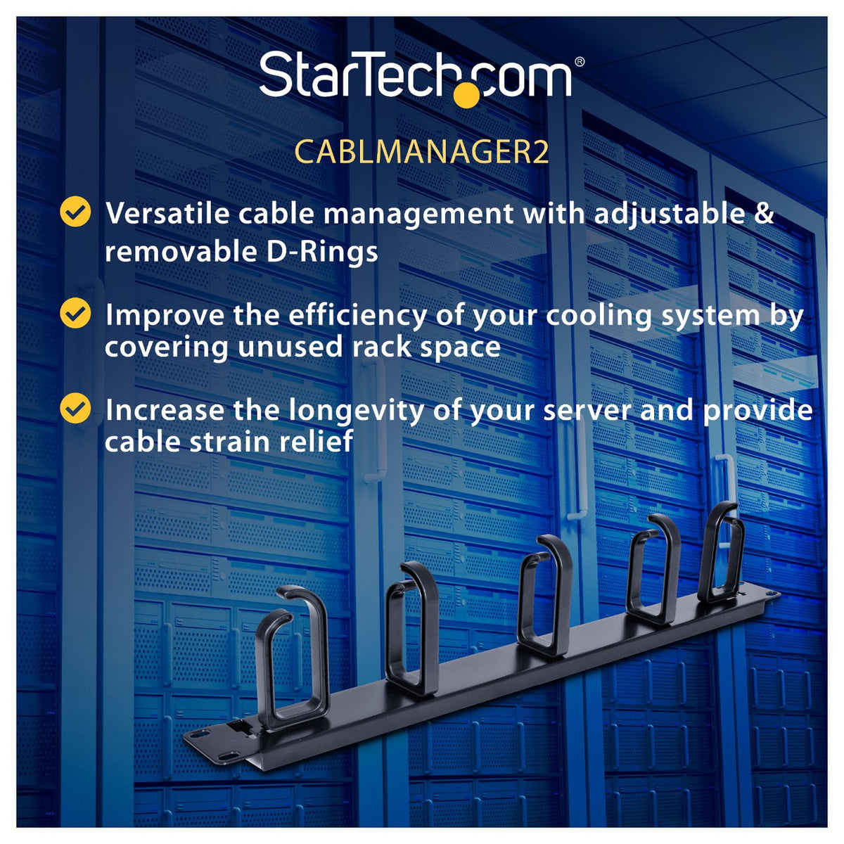 StarTech 1U Metal Rack Patch Cable Manager